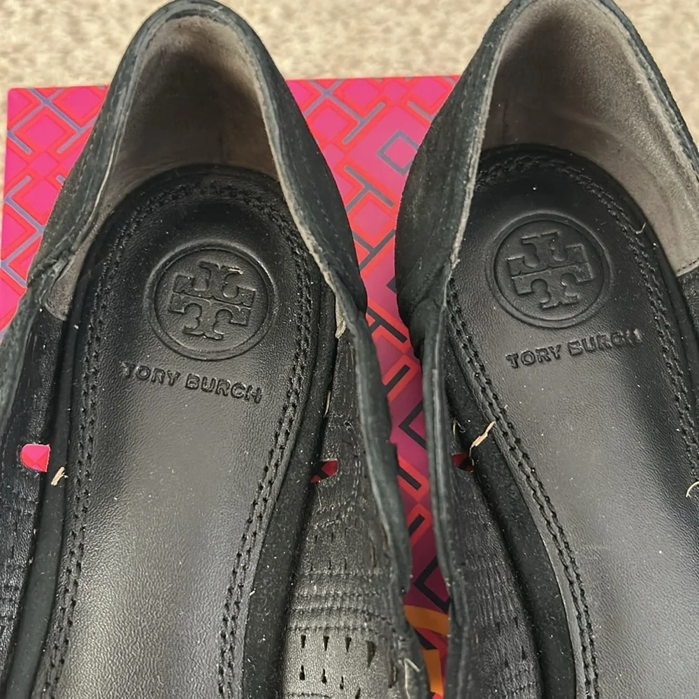 Tory Burch Leyla Black Suede Flat, 7.5